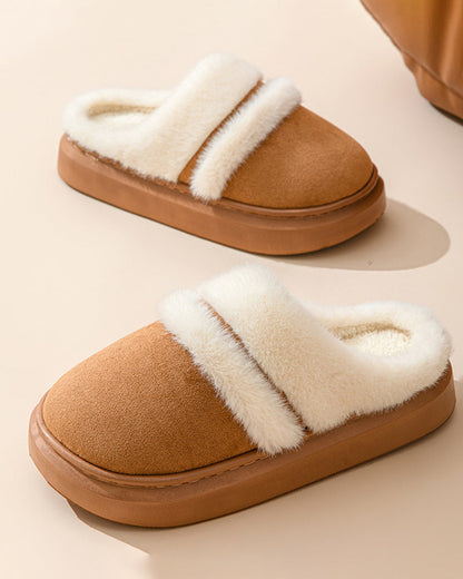 Indoor Home Cotton Slippers Warm Plush Thick-soled Cotton Slippers