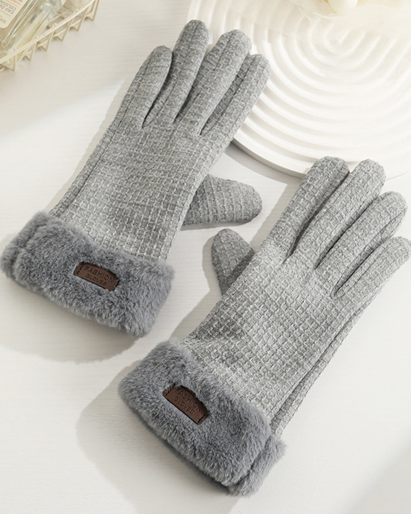 Waffle Knit Fleece-Lined Cold-Resistant Touchscreen Gloves