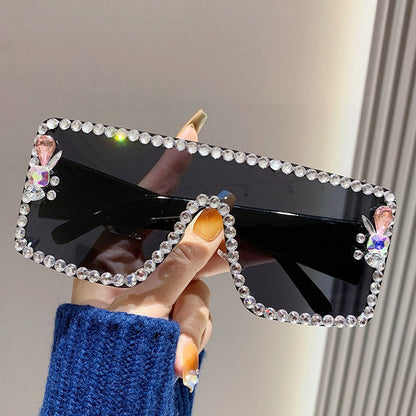 UV-Protective Oversized Diamond-Accented Sunglasses