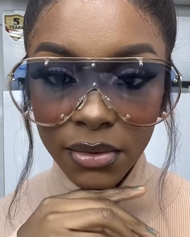 Metal-studded Oversized Frame Sunglasses
