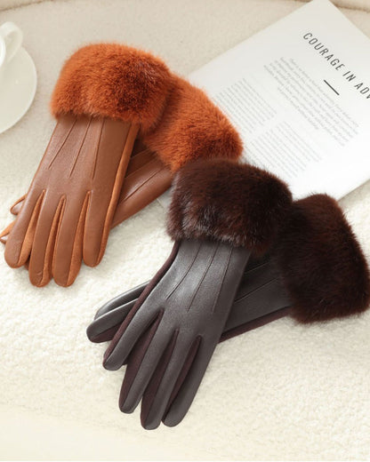 Faux Leather Plush Fleece-Lined Soft & Warm Gloves