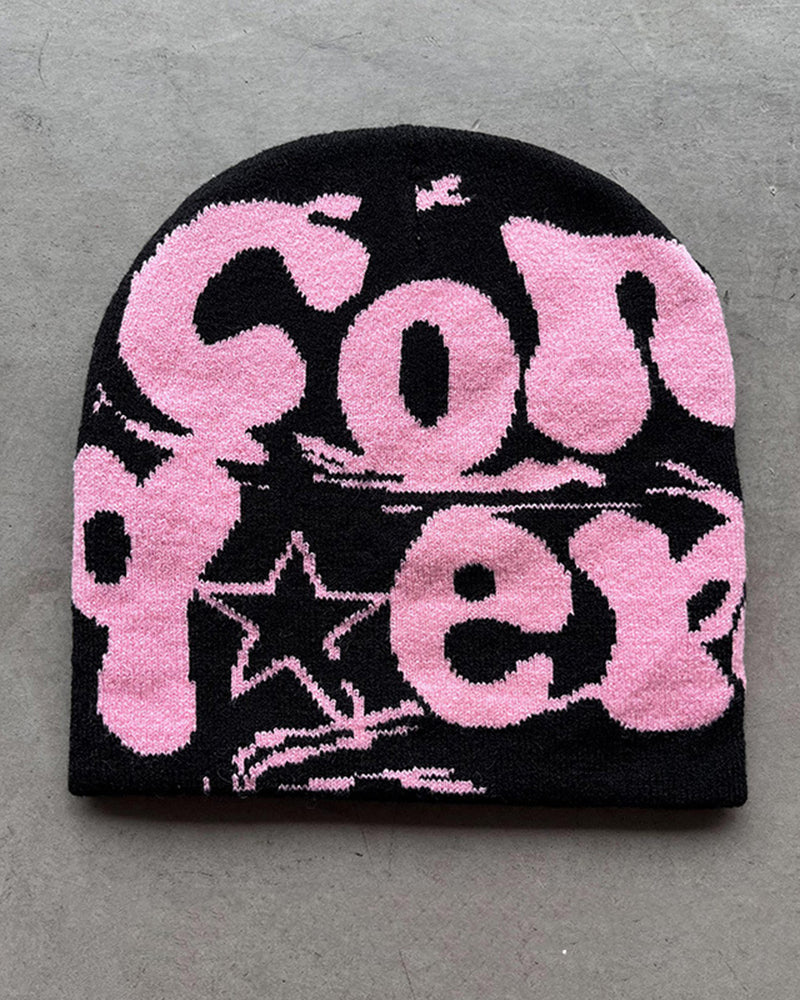 Woolen Knitted Letter Jacquard Beanie