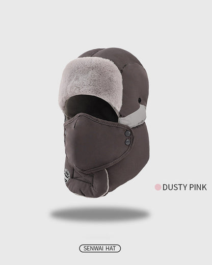 Fleece-lined Thickened Waterproof Windproof Ear & Face Covering Pullover Beanie