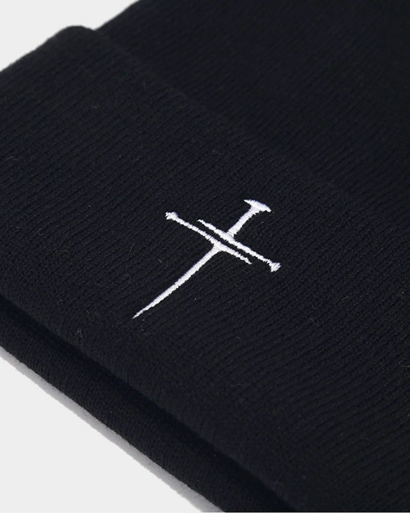 Vintage Cross Embroidered Knitted Hat-Unisex
