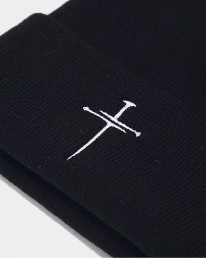 Vintage Cross Embroidered Knitted Hat-Unisex