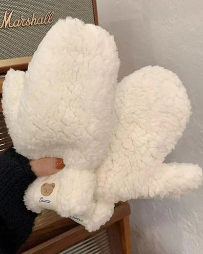 Thickened Sherpa Insulated Teddy Bear Gloves