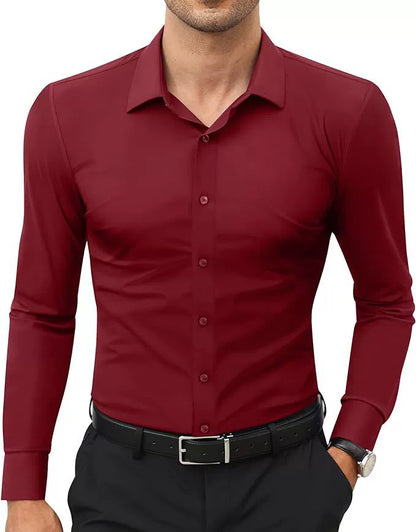 GGT Men's Super Stretch Dress Shirt, Quick-Drying, Breathable and Wrinkle-Resistant