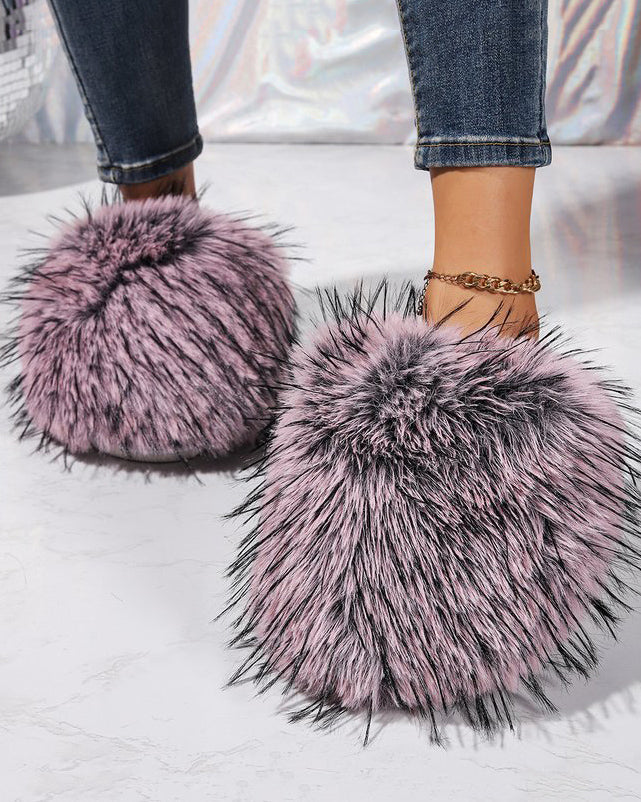 Women's Fluffy Thick-Soled Long Plush Home Slippers