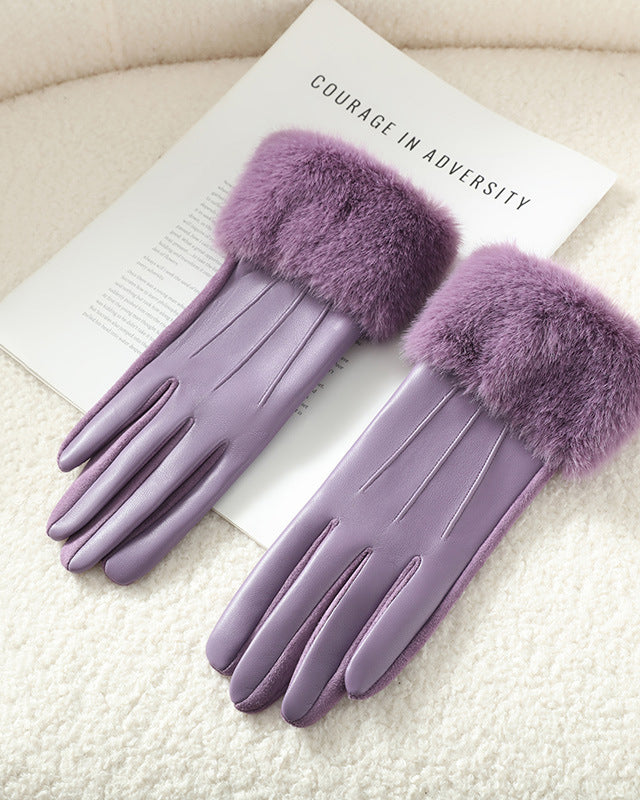 Faux Leather Plush Fleece-Lined Soft & Warm Gloves
