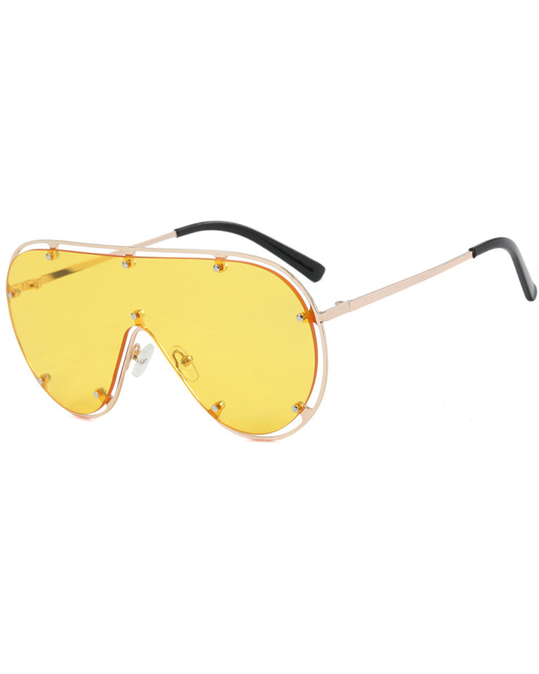 Metal-studded Oversized Frame Sunglasses