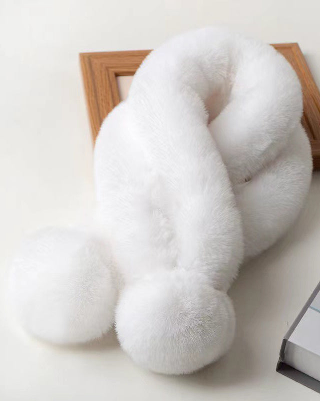 Solid Color Fashion Scarf Warm Imitation Rex Rabbit Fur Scarf