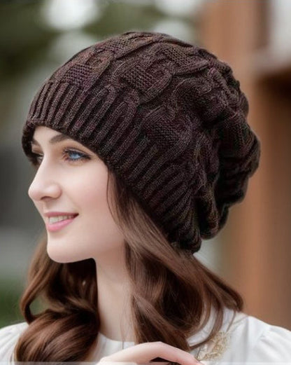 Knitted Wool Warm Slouchy Ruffled Beanie