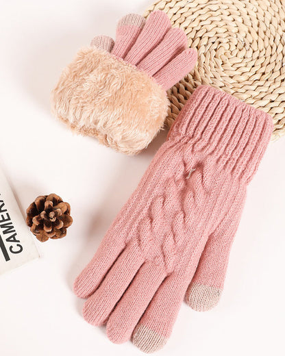 Warm Gloves Velvet Padded Arctic Velvet Winter Touch Screen Knitted Gloves