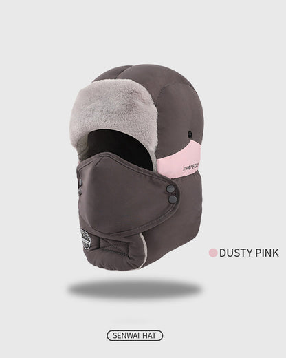 Fleece-lined Thickened Waterproof Windproof Ear & Face Covering Pullover Beanie