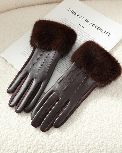 Faux Leather Plush Fleece-Lined Soft & Warm Gloves