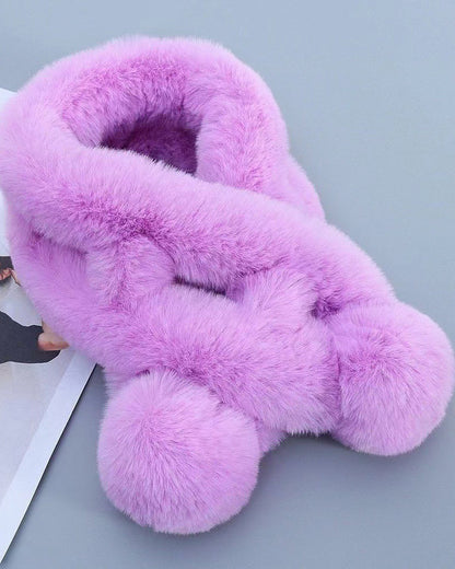Solid Color Fashion Scarf Warm Imitation Rex Rabbit Fur Scarf