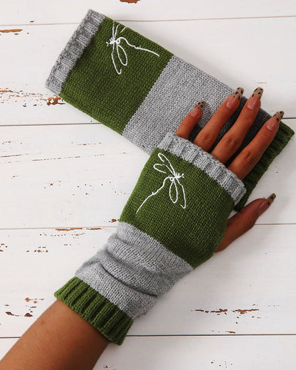 Winter Women's Knitted Gloves Fashion Warm Stitching Embroidered Gloves Women