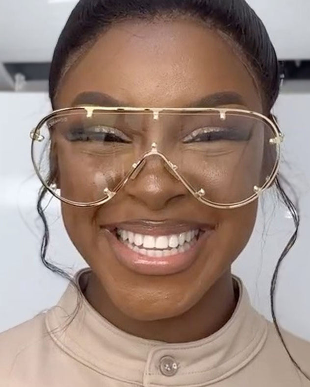 Metal-studded Oversized Frame Sunglasses