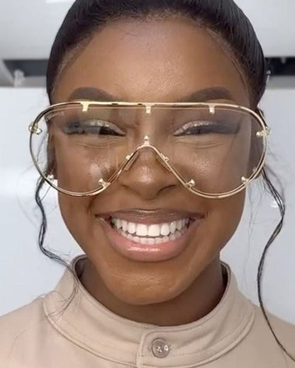 Metal-studded Oversized Frame Sunglasses