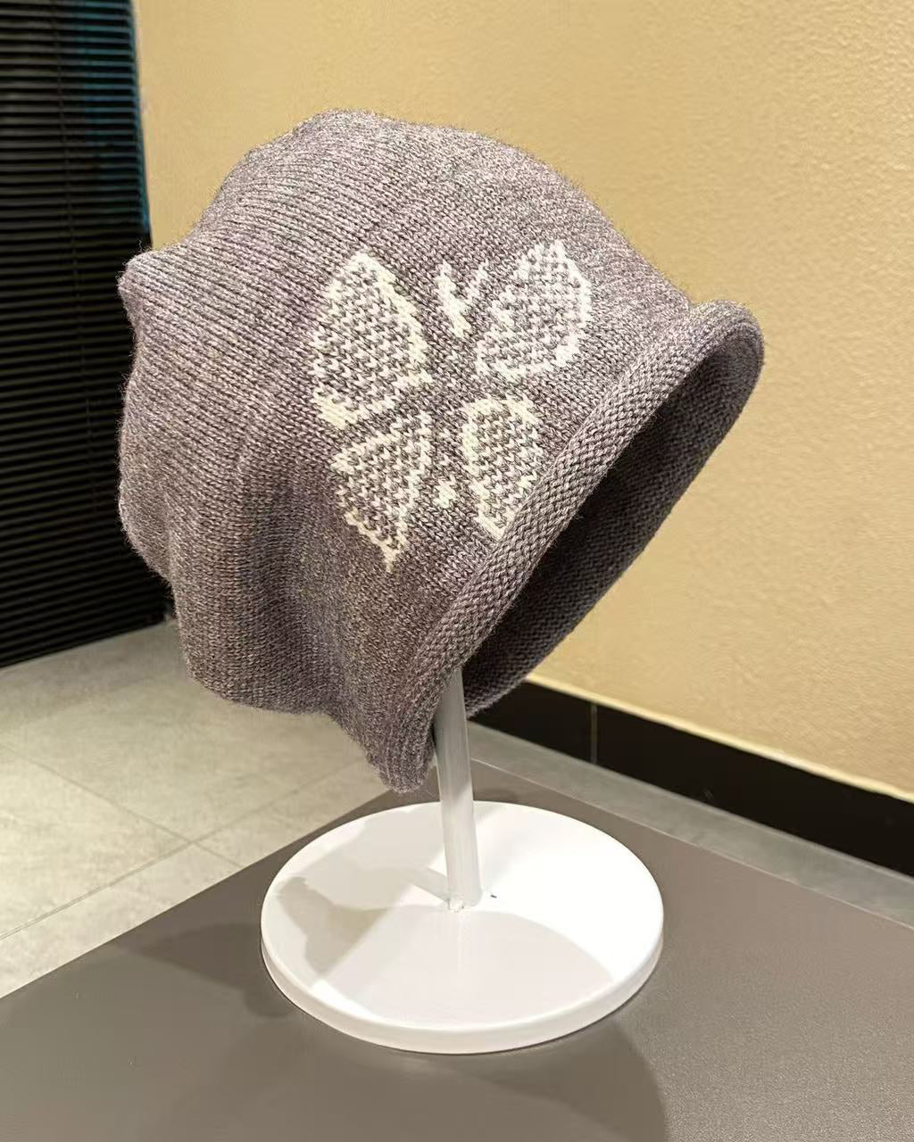 Butterfly Knit Ear Flap Full Coverage Slouchy Beanie