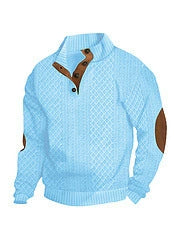 KZZ Men's Colorblock Jacquard Button-Front Sweatshirt