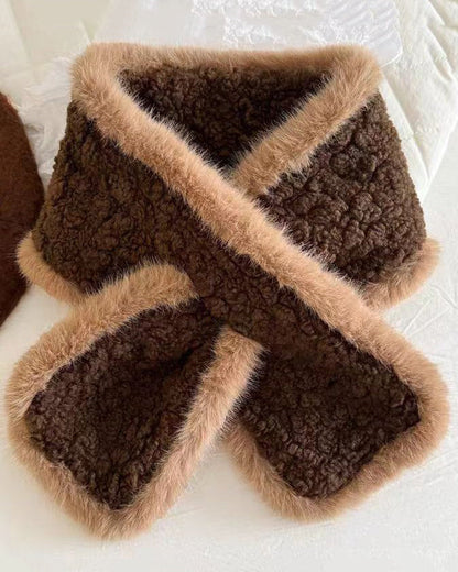 Lamb Wool Crisscross Snood Scarf