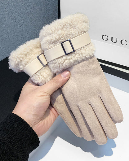 Lamb Plush Padded Warm Outdoor Gloves