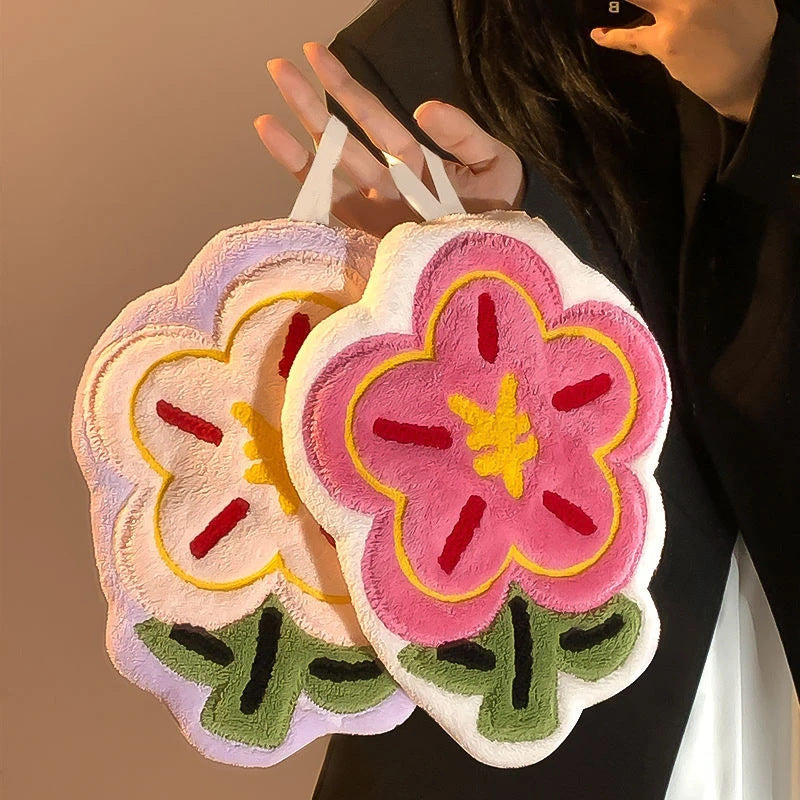 Hanging Thickened Embroidery Rich Flower Cute Flower Towel