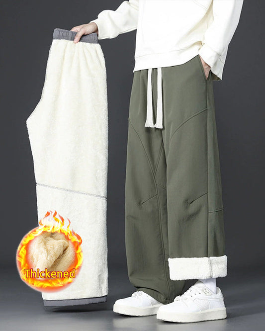 Men's Lamb Velvet Thickened Warm Cold-proof Straight Pants M-4XL