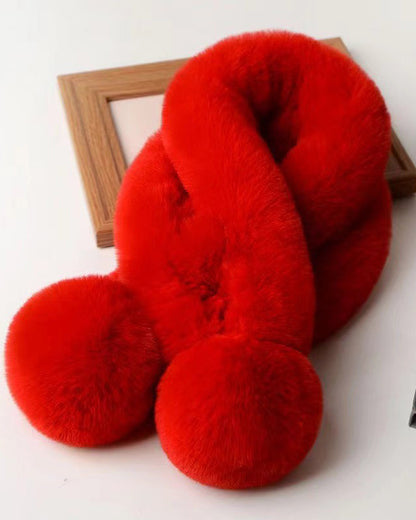 Solid Color Fashion Scarf Warm Imitation Rex Rabbit Fur Scarf