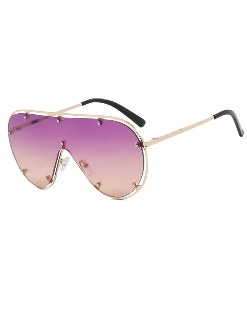 Metal-studded Oversized Frame Sunglasses