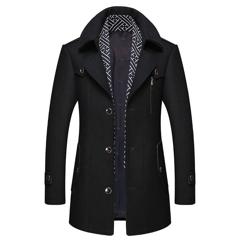 GGT Men's Trench Coat with Detachable Soft Scarf Notched Collar Single Breasted Pea Coat Overcoat
