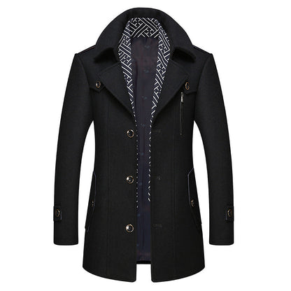 GGT Men's Trench Coat with Detachable Soft Scarf Notched Collar Single Breasted Pea Coat Overcoat