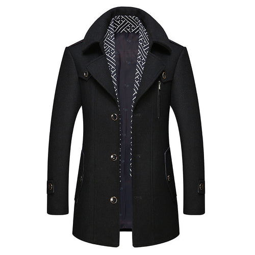GGT Men's Trench Coat with Detachable Soft Scarf Notched Collar Single Breasted Pea Coat Overcoat