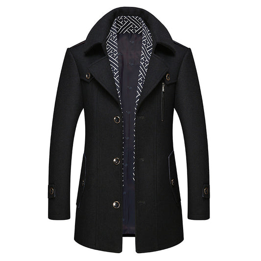 GGT Men's Trench Coat with Detachable Soft Scarf Notched Collar Single Breasted Pea Coat Overcoat
