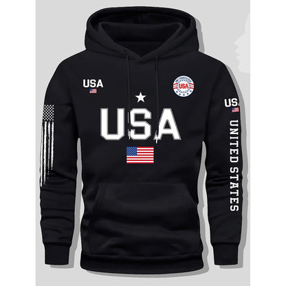 GGT print hoodie men's fleece sweatshirt, United States letter print unisex casual