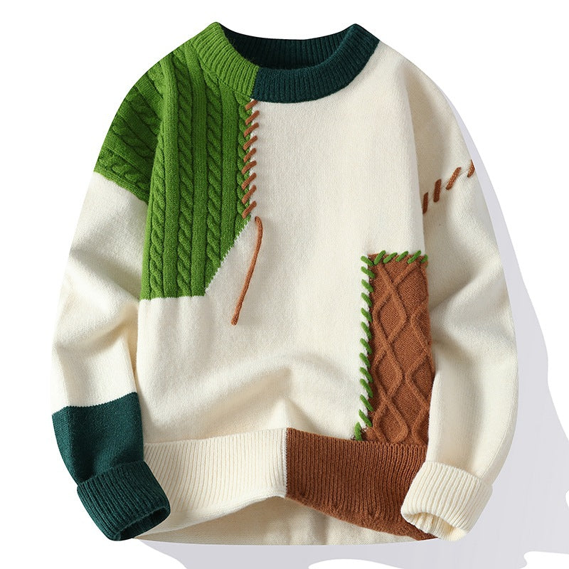 GGT Round neck sweater for men, autumn and winter fashion,versatile, casual, and warm knitted sweater