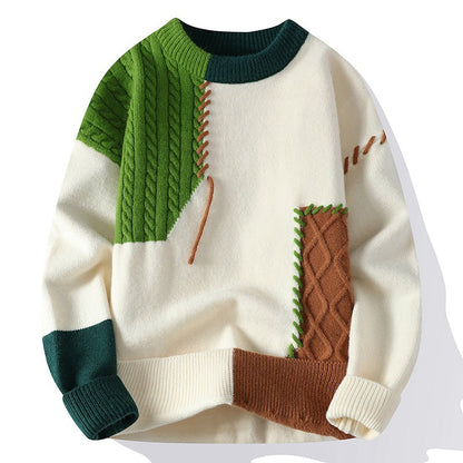 GGT Round neck sweater for men, autumn and winter fashion,versatile, casual, and warm knitted sweater