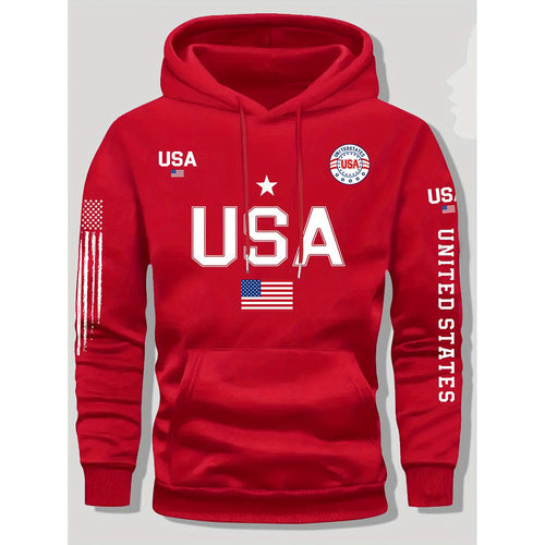 GGT print hoodie men's fleece sweatshirt, United States letter print unisex casual