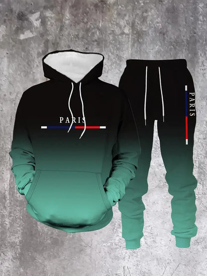 GGT Men's Street Fashion Hoodie Set  Gradual Color Change  Hot Selling