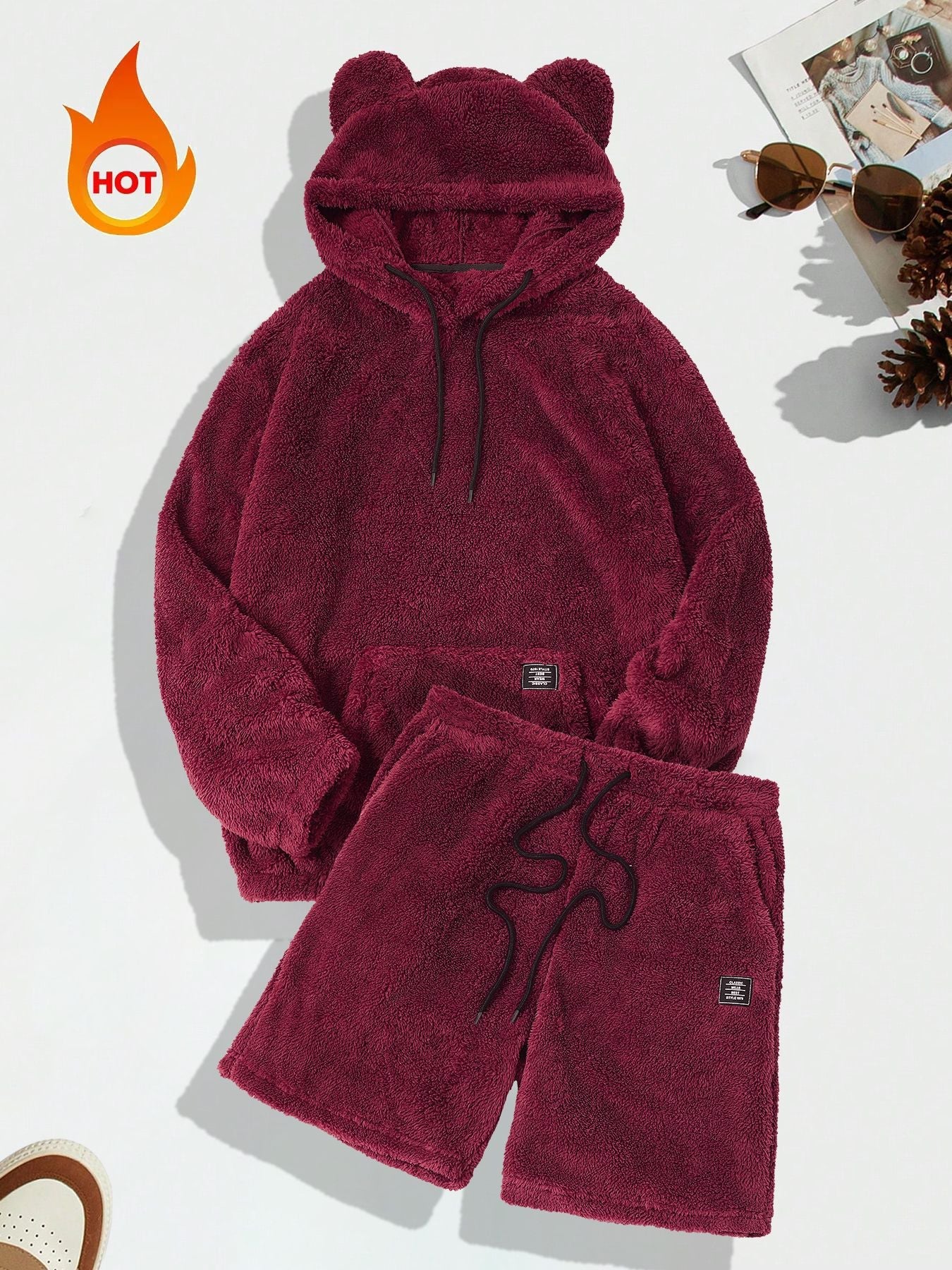 KZZ Men's Hooded Sweatshirt Shorts Set, Very Worthwhile Hoodie Top Pants Two-Piece Suit