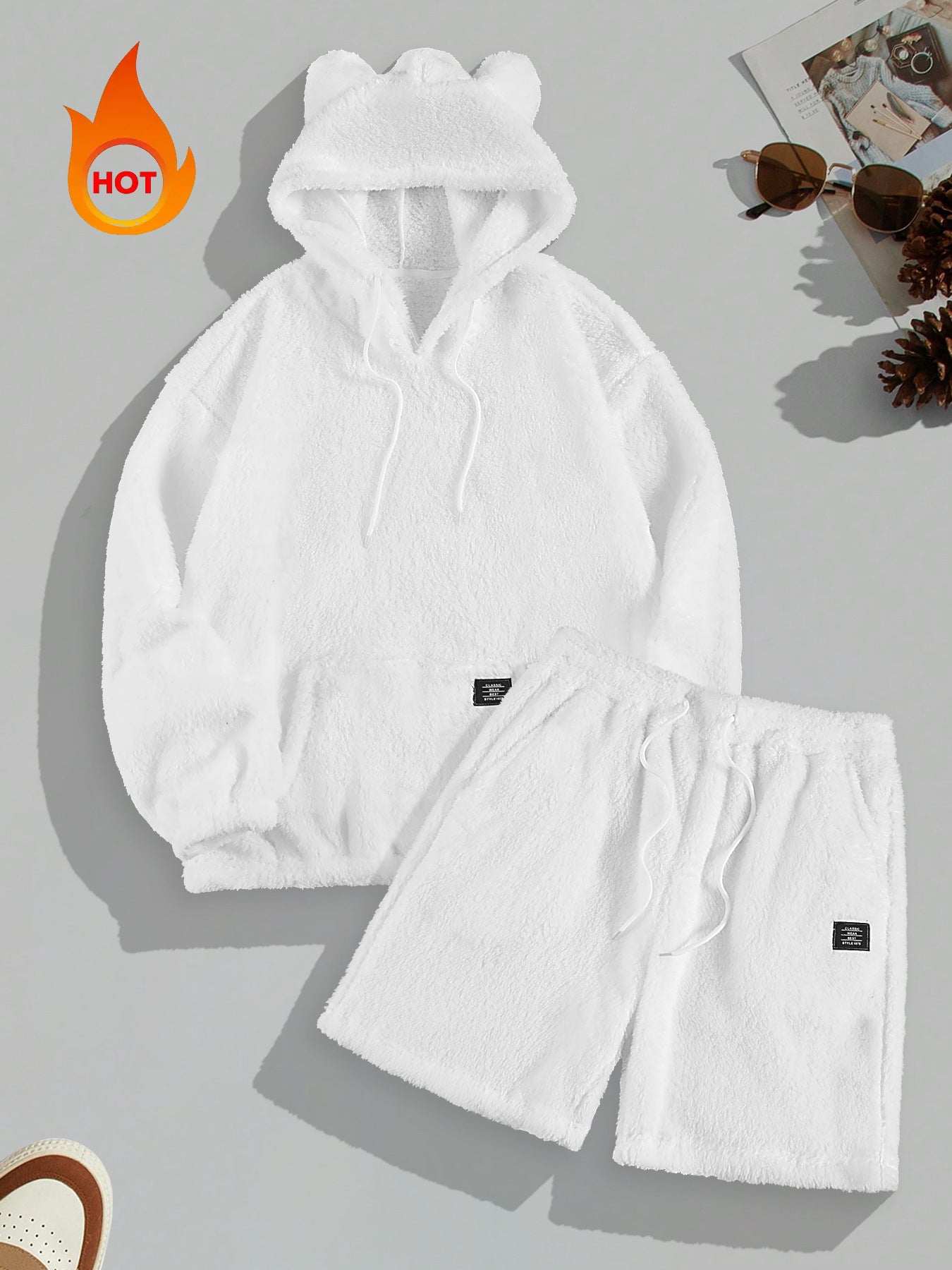 KZZ Men's Hooded Sweatshirt Shorts Set, Very Worthwhile Hoodie Top Pants Two-Piece Suit