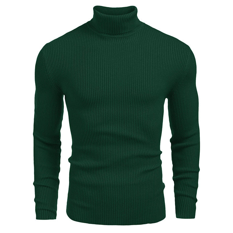 KZZ Fall Outfits Men's Knitted Ribbed Turtleneck/High Neck Slim Fit Basic Sweater