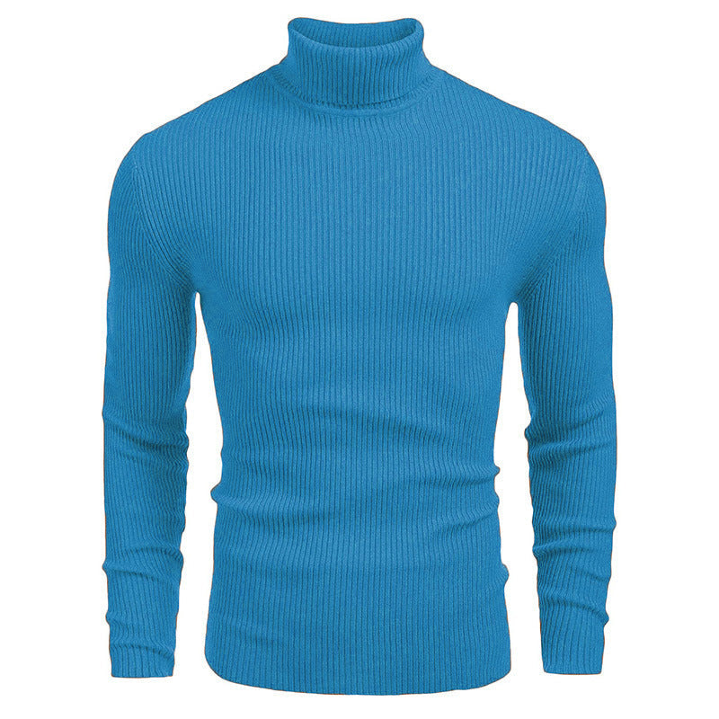 KZZ Fall Outfits Men's Knitted Ribbed Turtleneck/High Neck Slim Fit Basic Sweater