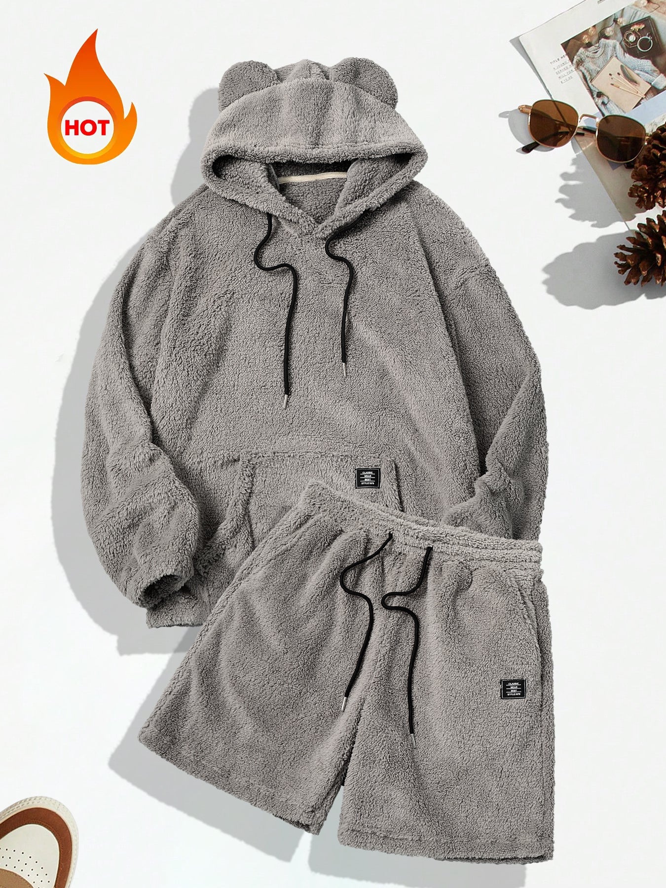 KZZ Men's Hooded Sweatshirt Shorts Set, Very Worthwhile Hoodie Top Pants Two-Piece Suit