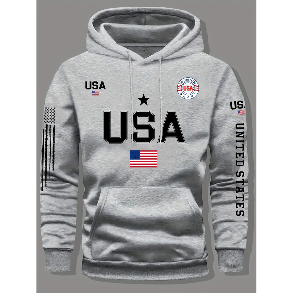 GGT print hoodie men's fleece sweatshirt, United States letter print unisex casual