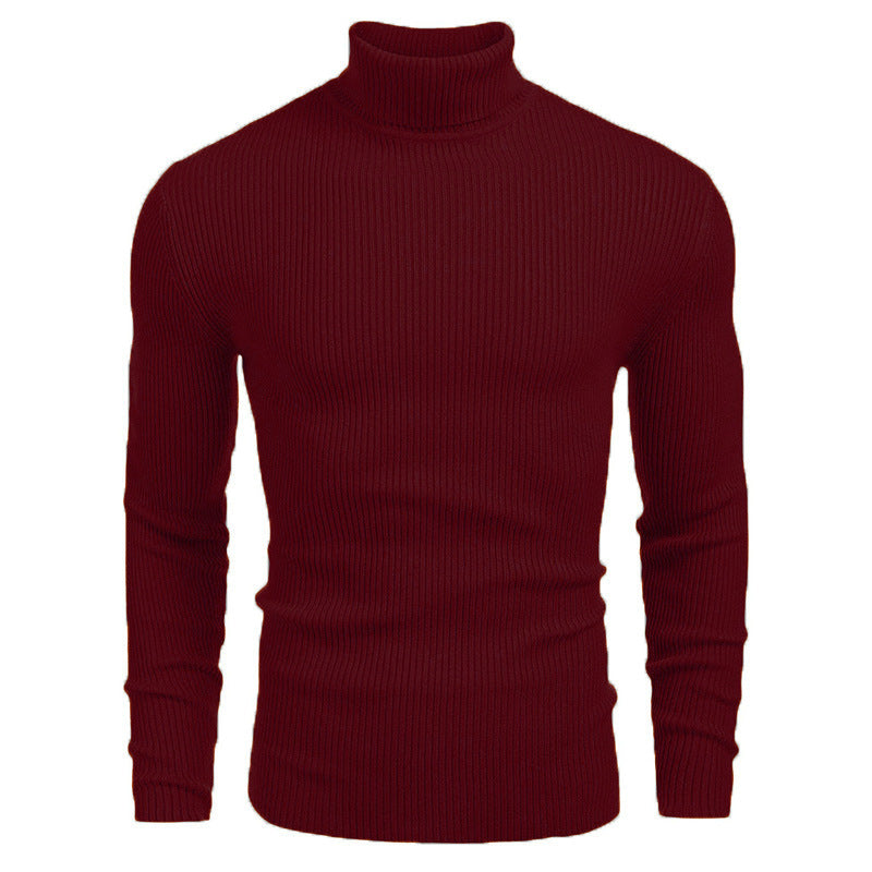 KZZ Fall Outfits Men's Knitted Ribbed Turtleneck/High Neck Slim Fit Basic Sweater