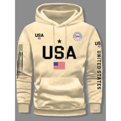 GGT print hoodie men's fleece sweatshirt, United States letter print unisex casual