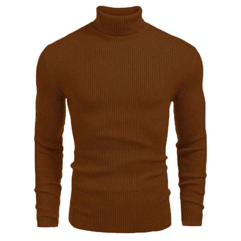 KZZ Fall Outfits Men's Knitted Ribbed Turtleneck/High Neck Slim Fit Basic Sweater