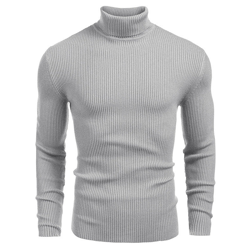 KZZ Fall Outfits Men's Knitted Ribbed Turtleneck/High Neck Slim Fit Basic Sweater
